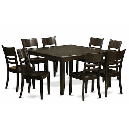 East West Furniture 9 Piece Dining Room Table Set-Kitchen Table With Leaf and 8 Kitchen Chairs PFLY9-CAP-W